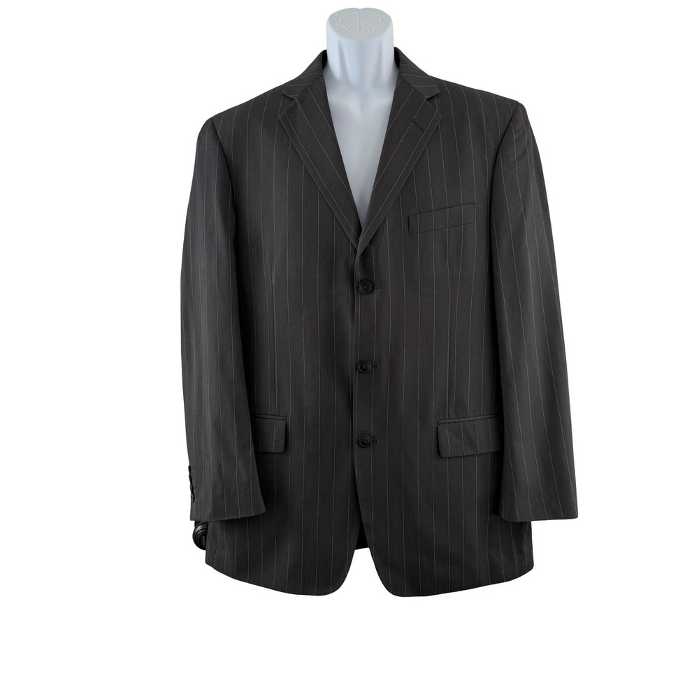 Insignia Collezione Gray Pinstripe Three Button Sport Coat Blazer Men's 44R
